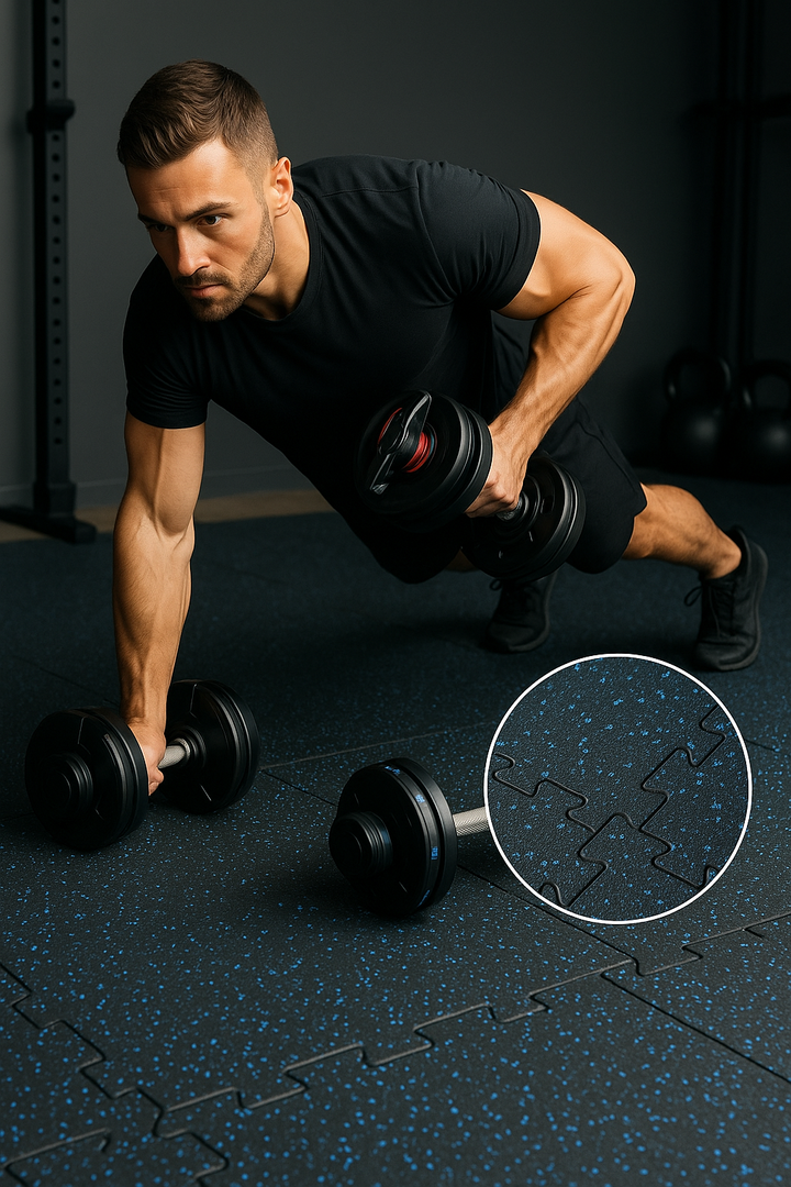 Classico™ 12mm Interlocking Rubber Gym Mats – Anti-Slip, Shock-Absorbent Tiles (1m x 1m)