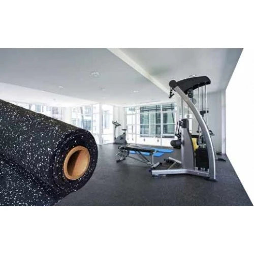 Commercial rubber gym flooring rolls 10m x 1m — 5 thickness options, 4 colour choices UK
