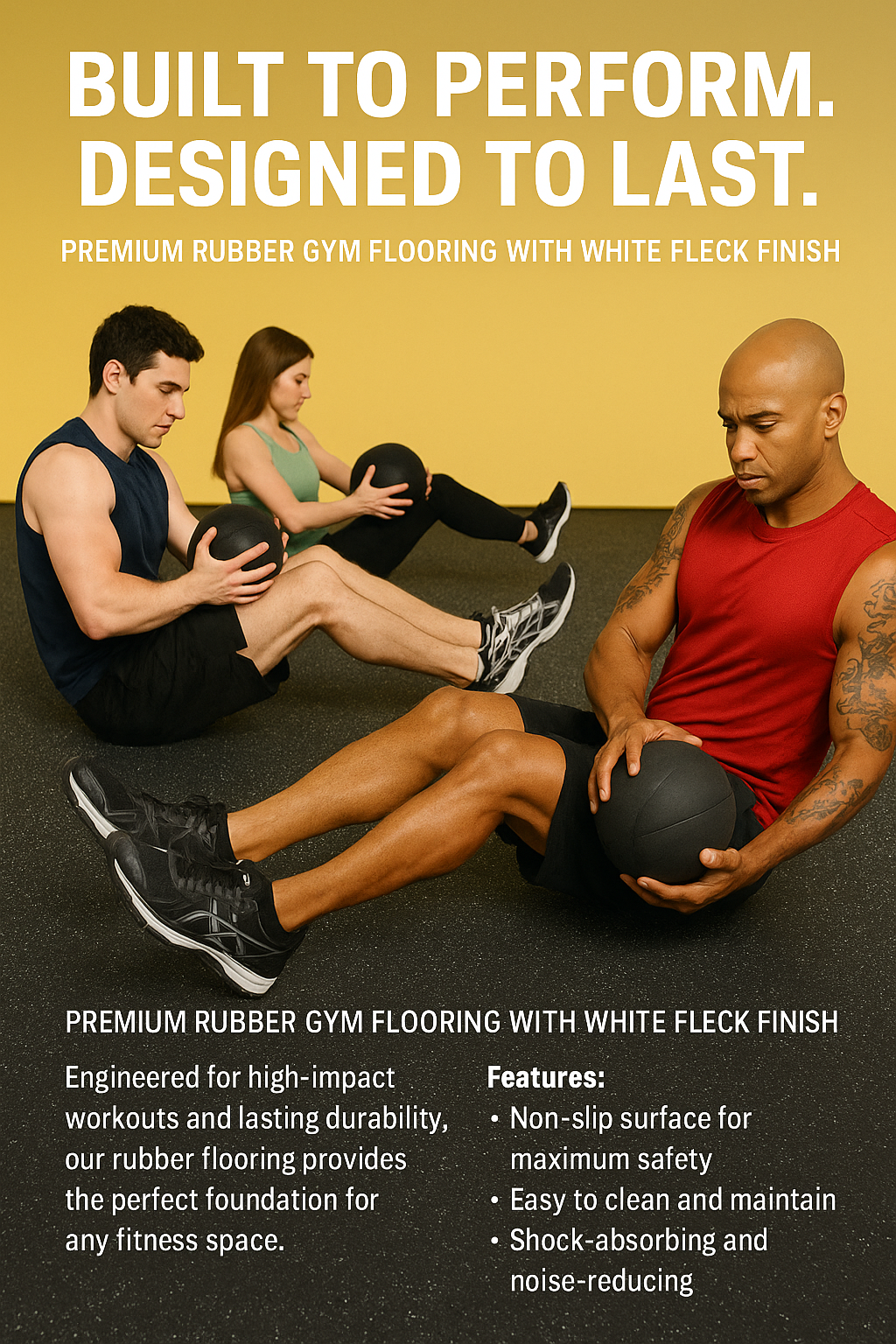 Premium Rubber Gym Flooring Roll Non-Slip, Shock-Absorbing, Various Thicknesses – Ideal for Home & Commercial Gyms