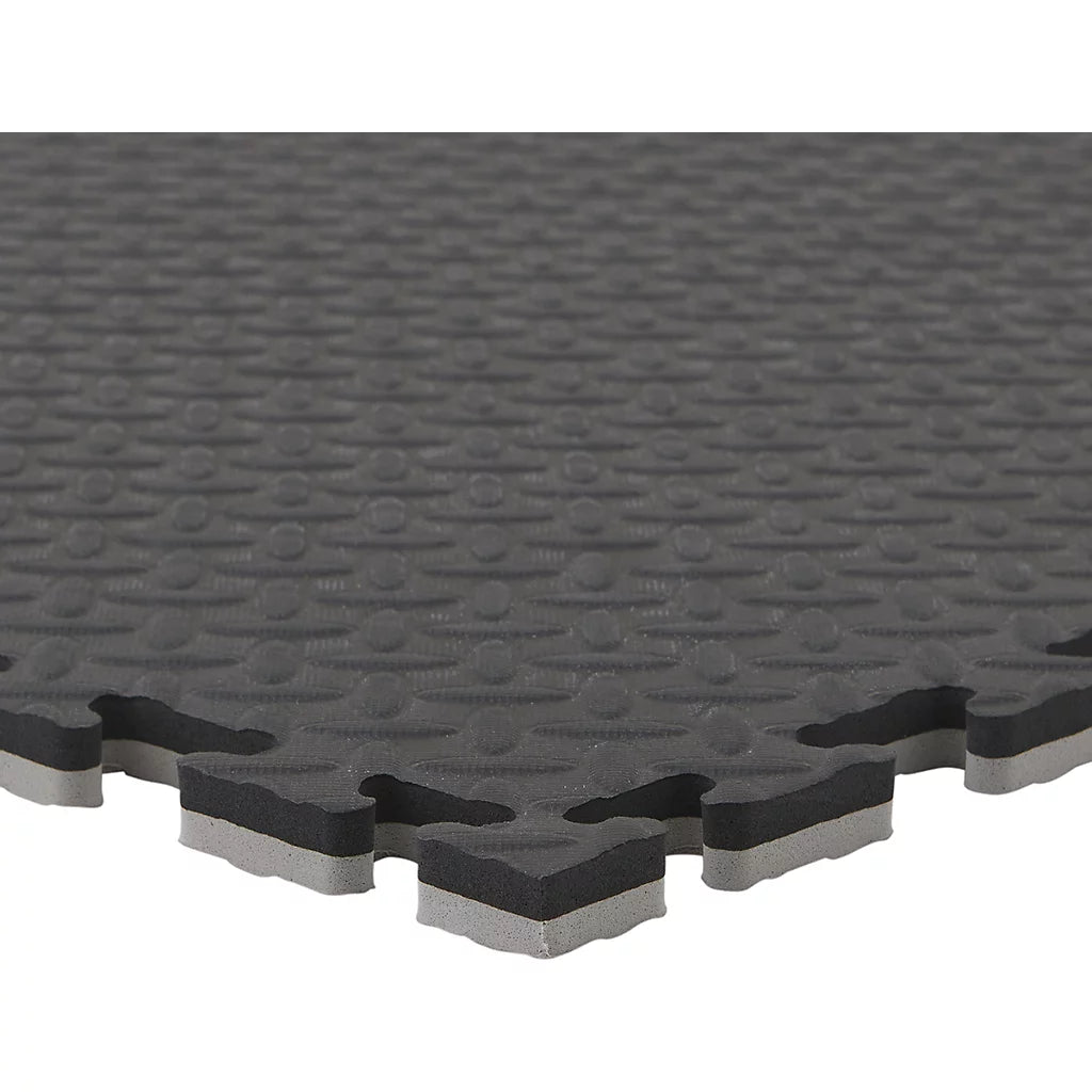 20mm EVA Jigsaw Gym Mats - Black & Grey Reversible Interlocking Foam Floor Tiles | MMA, Martial Arts, Home Gym & Fitness | 1m x 1m | Free UK Delivery