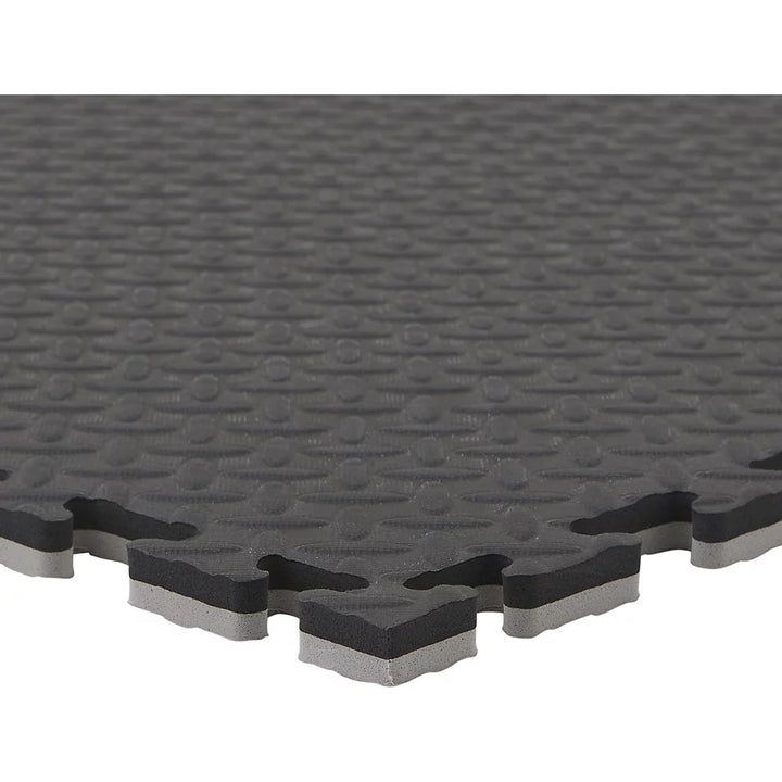 20mm EVA Jigsaw Gym Mats - Black & Grey Reversible Interlocking Foam Floor Tiles | MMA, Martial Arts, Home Gym & Fitness | 1m x 1m | Free UK Delivery