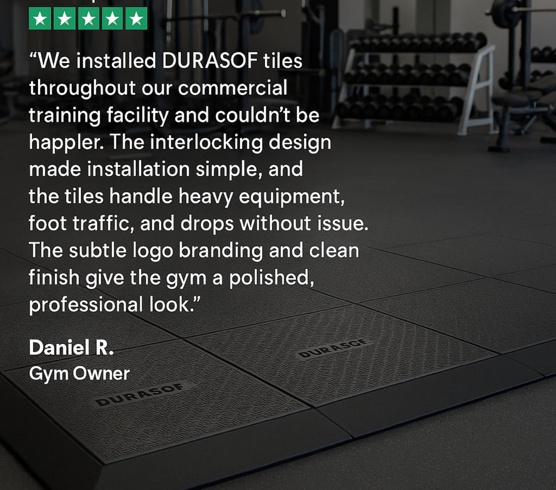 18mm Black Rubber Gym Tiles – Premium Interlocking Flooring for High-Impact Use