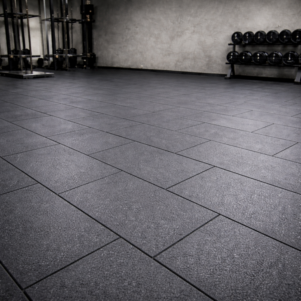 20mm precision cold-moulded gym tiles close-up showing tight-fit edges and surface texture