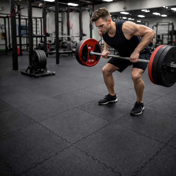 16mm MegaFloor™ Rubber Gym Tiles UK | Bevelled Edge Anti-Slip Flooring