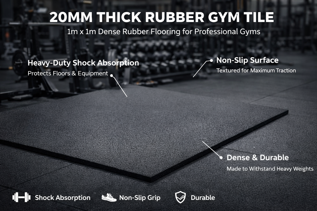 20mm Rubber Gym Tiles Heavy Duty Precision Moulded