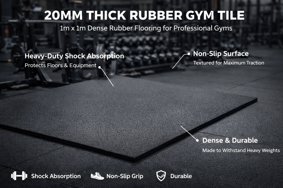 20mm rubber gym tiles commercial installation