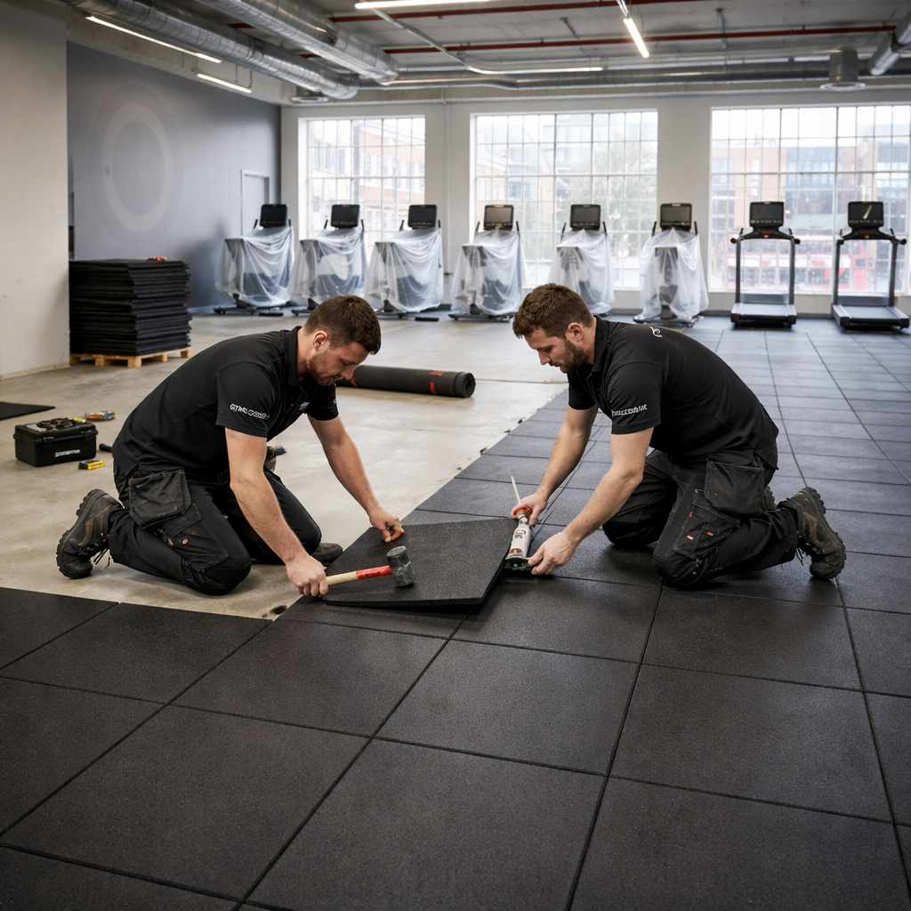 30mm heavy duty gym tiles 500mm tiles Olympic platform build — interlocking rubber gym flooring UK
