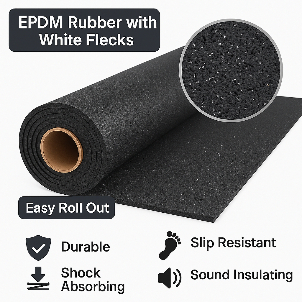 Rubber gym flooring roll per metre 4 colours black red blue white — commercial gym flooring UK