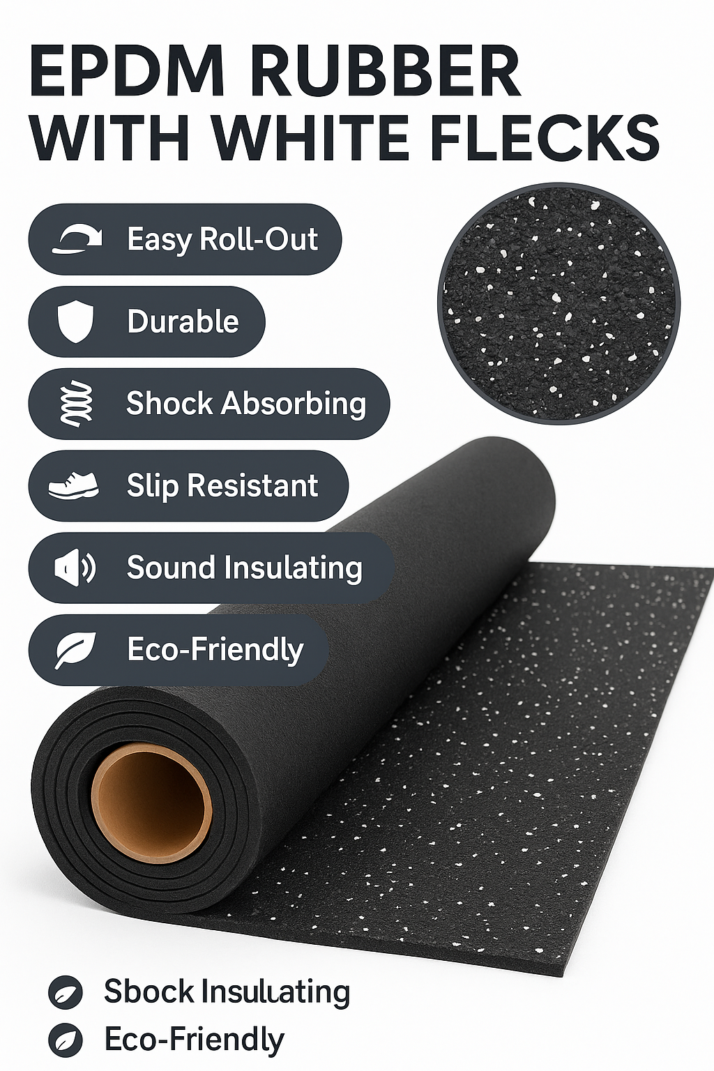 Rubber Gym Matting Roll | Cut to Length | 4–12mm | 1m Wide