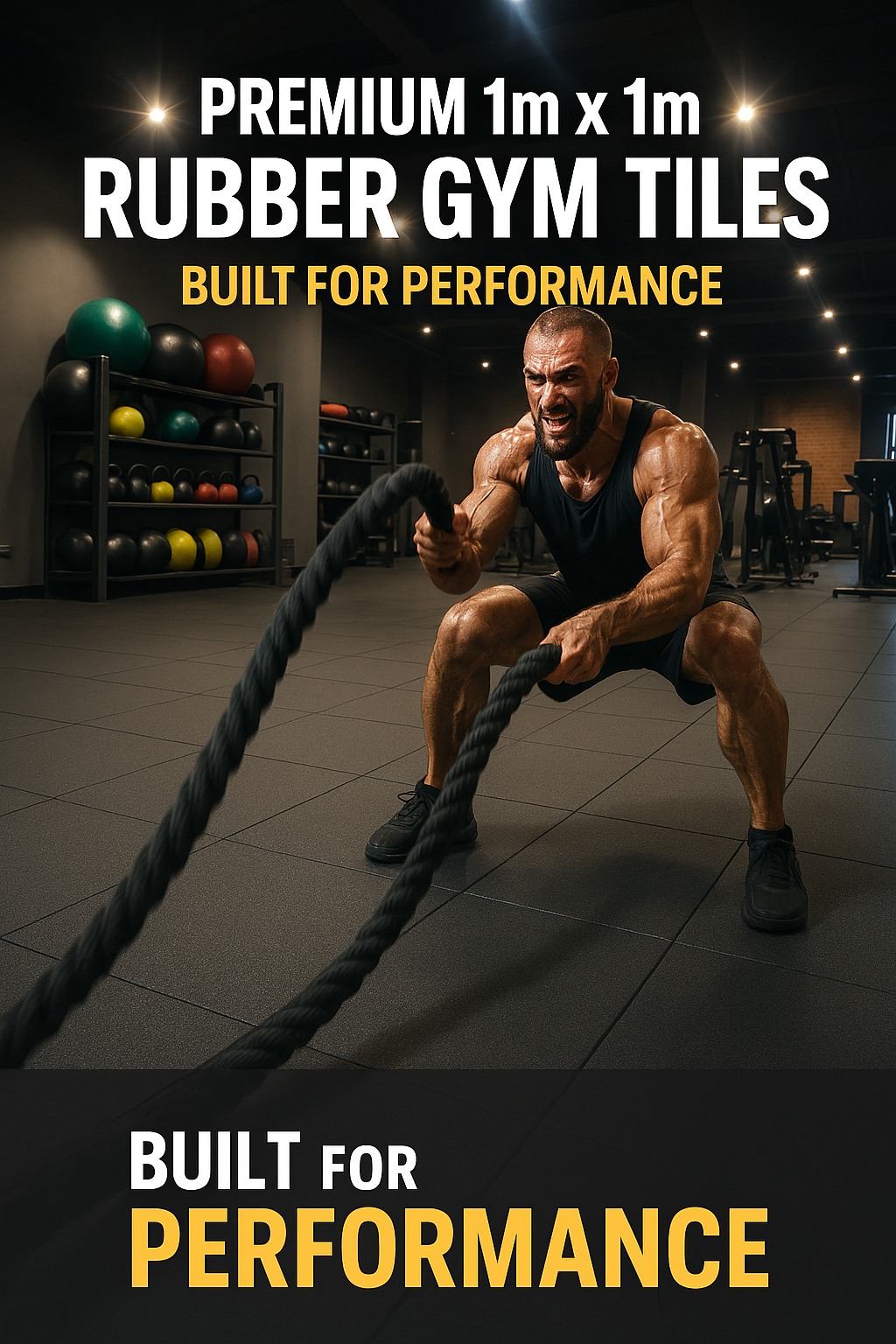 30mm rubber gym tiles in university weightlifting club — CE REACH certified gym flooring UK