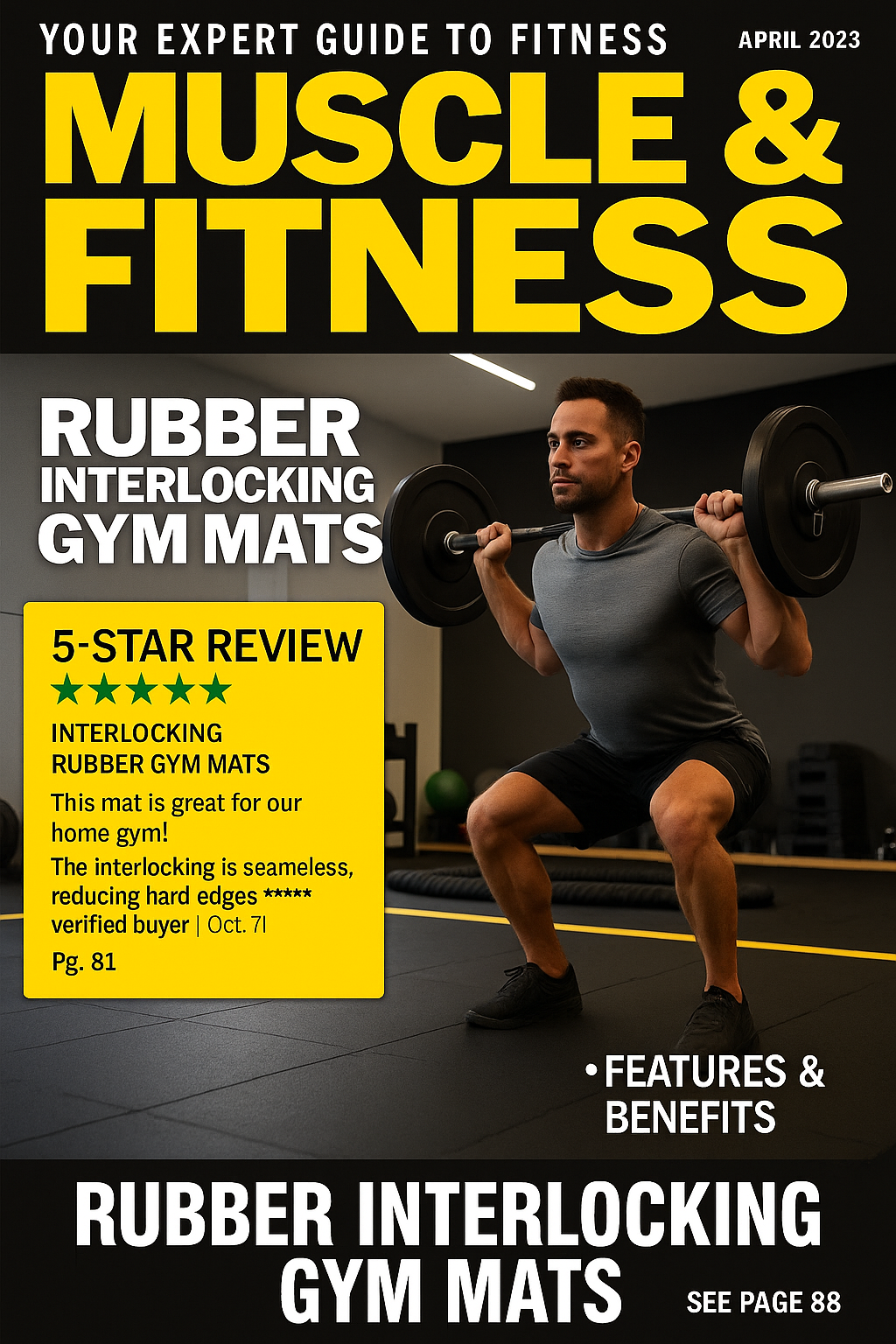 17mm Interlocking Gym Mats (3ft x 3ft) – Shock-Absorbent Flooring for Gyms & Fitness Studios