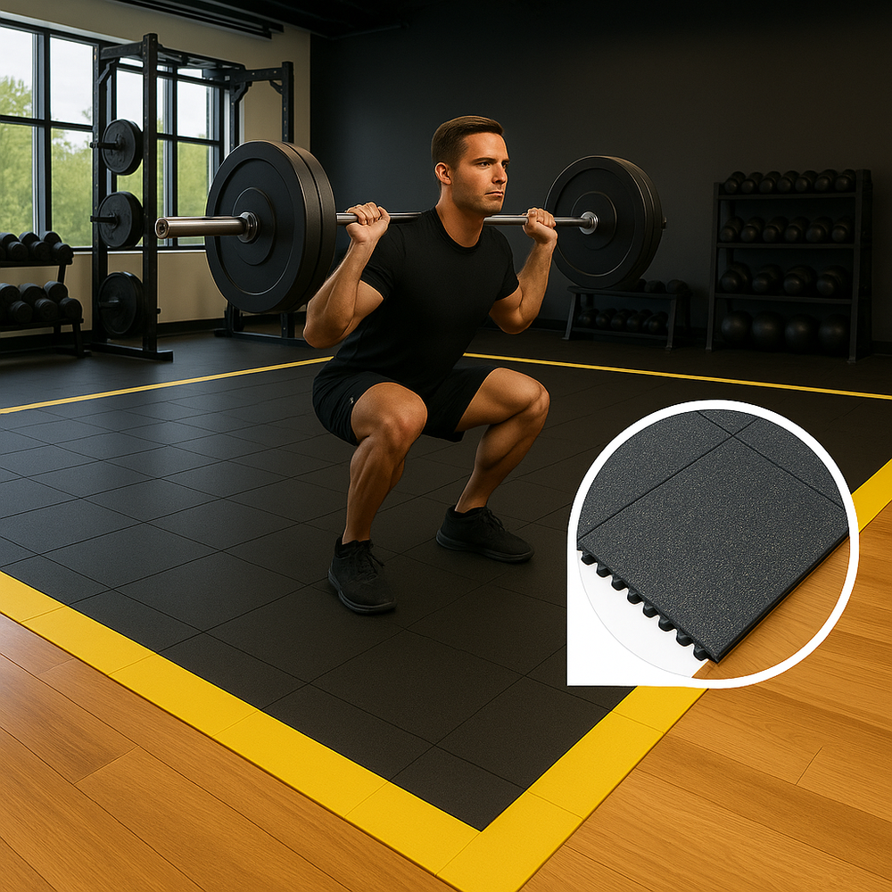 17mm Free Weights Area Rubber Gym Mats | 80kg Drop Rated | 4