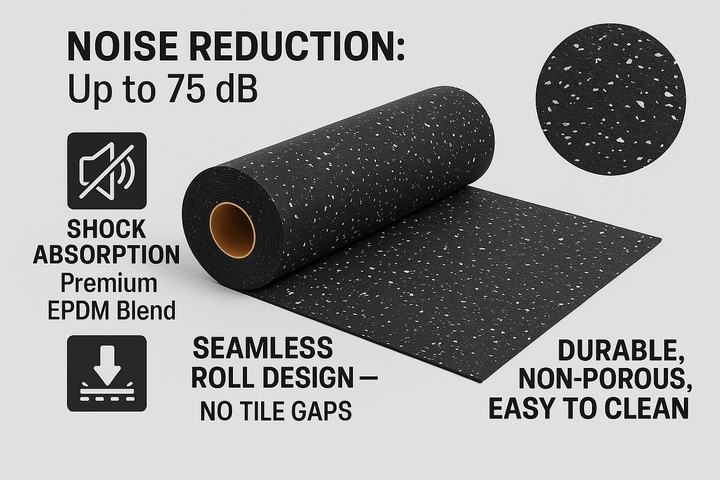 Hotel Gym Rubber Flooring Roll | 4mm–10mm | Non-Slip | 1m Wi