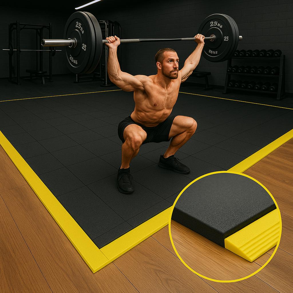17mm Interlocking Rubber Gym Mats – 3ft x 3ft – Heavy-Duty, Shock-Absorbing, Non-Slip Flooring for Home & Commercial Gyms