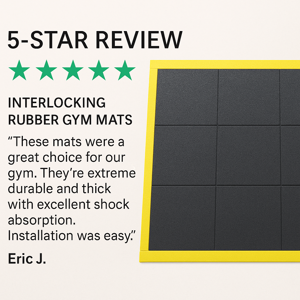 17mm Interlocking Gym Mats (3ft x 3ft) – Shock-Absorbent Flooring for Gyms & Fitness Studios