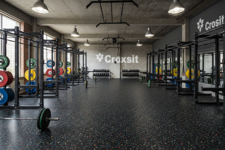 CrossFit Gym with Speckled Roll Flooring