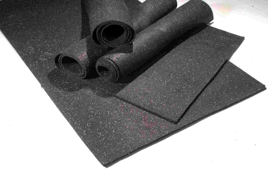Heavy-duty 10m rubber gym roll in home gym — 5 thickness options free UK delivery