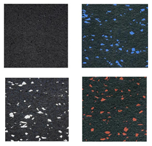 Rubber gym flooring rolls stacked showing thickness options 4mm to 12mm — gym flooring UK
