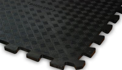 18mm Black Rubber interlocking Gym Tiles - Premium Shock-Absorbent, Heavy-Duty Flooring