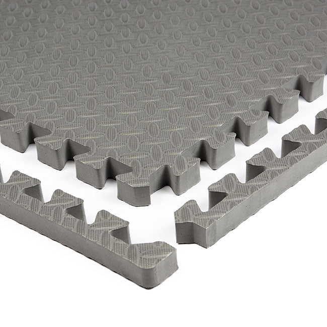 EVA foam gym tiles black installed in home gym room — same-day dispatch free UK delivery
