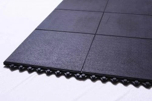 17mm Garage Gym Rubber Mats | 3ft × 3ft | 80kg Drop Rated | Yellow & Black Ramps